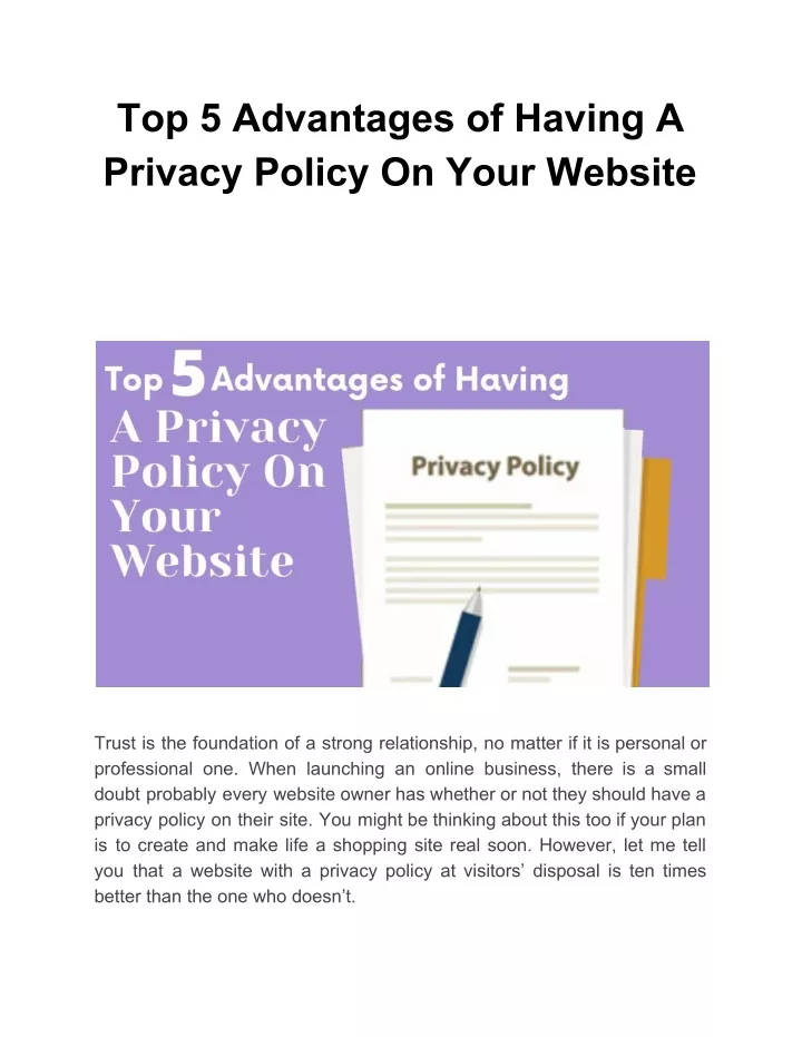top 5 advantages of having a privacy policy