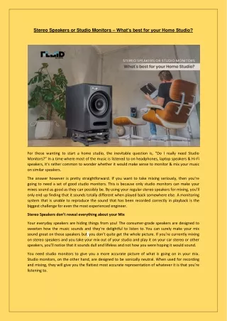 stereo speakers or studio monitors what s best