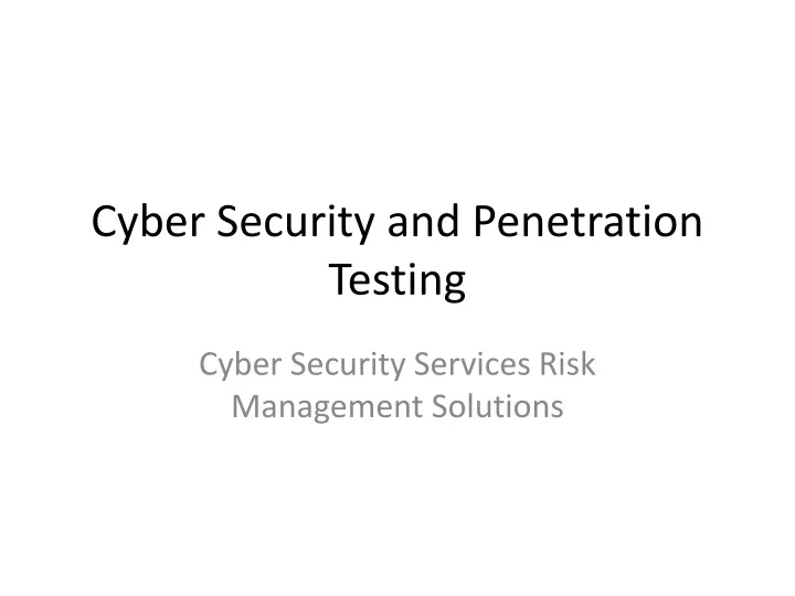 cyber security and penetration testing
