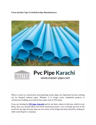a few surefire tips to find best pipe