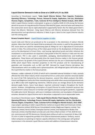 liquid chlorine demand in india to grow at a cagr