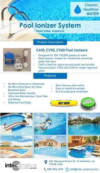 Pool Ionizer System for Inground, Above Ground Pools and Spas