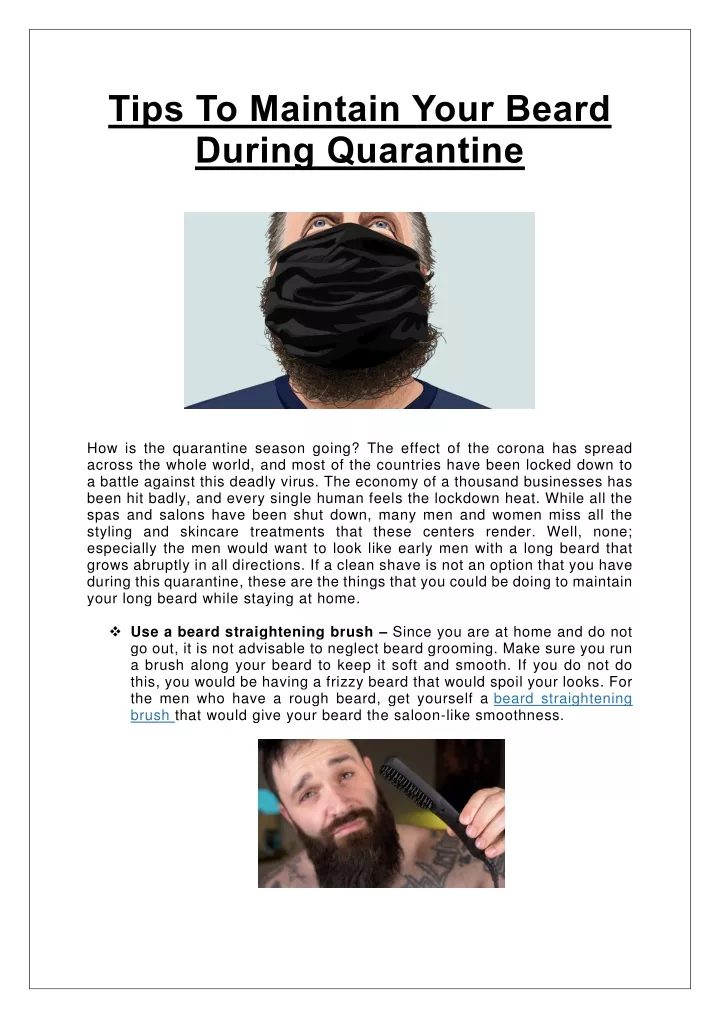 tips to maintain your beard during quarantine