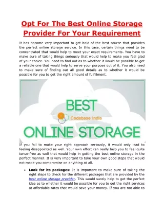 Codebase India Best Online Storage Provider For Your Requirement