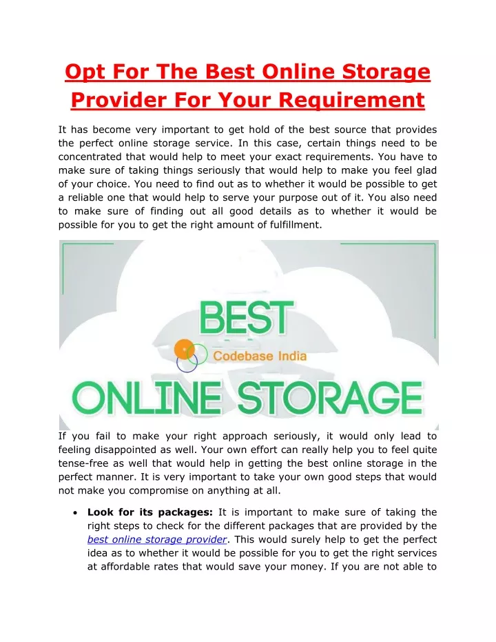 opt for the best online storage provider for your