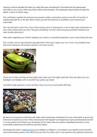 having an vehicle mended will make you really