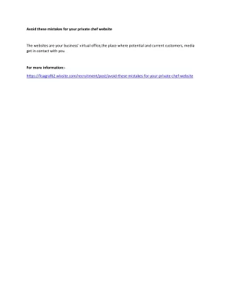 avoid these mistakes for your private chef website