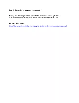 how do the nursing employment agencies work