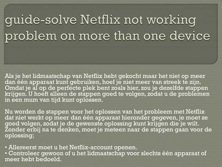 guide solve netflix not working problem on more than one device