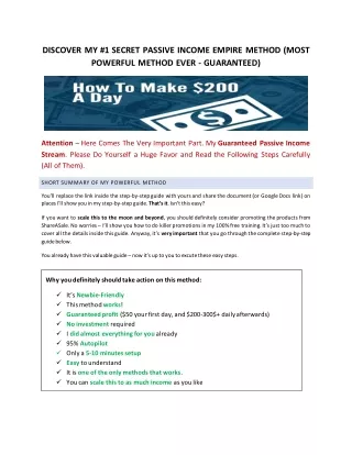 discover my 1 secret passive income empire method