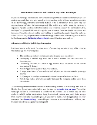 ideal method to convert web to mobile