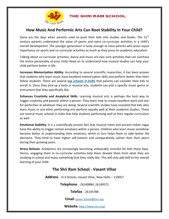 how music and performic arts can root stability