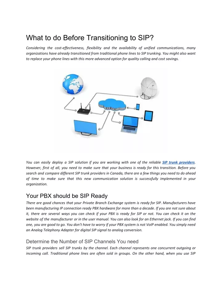 what to do before transitioning to sip