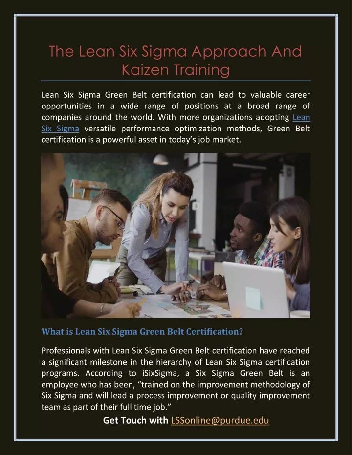the lean six sigma approach and kaizen training