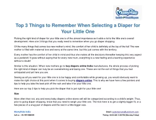 top 3 things to remember when selecting a diaper