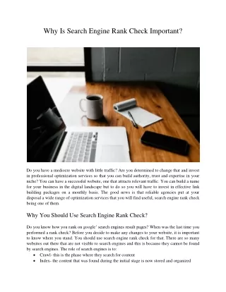 why is search engine rank check important