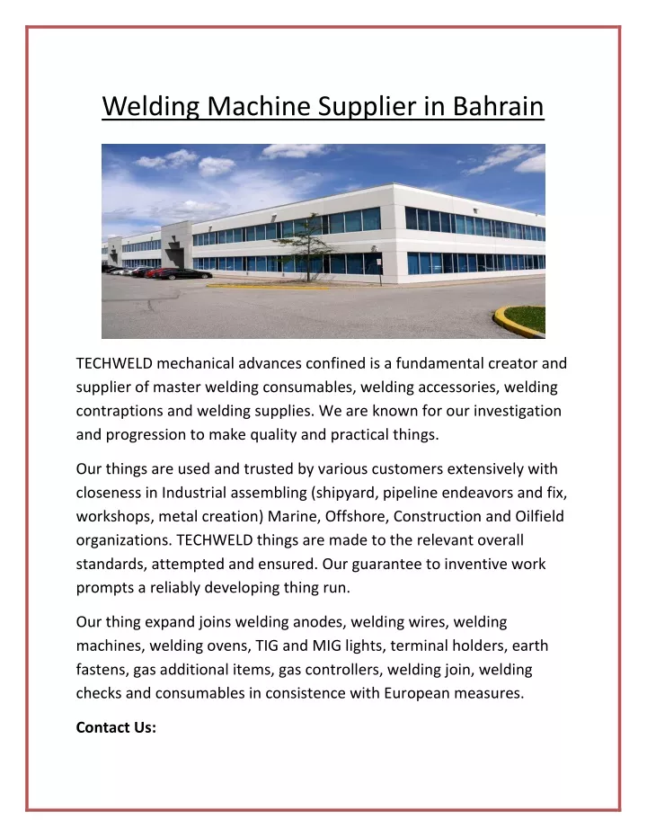 welding machine supplier in bahrain