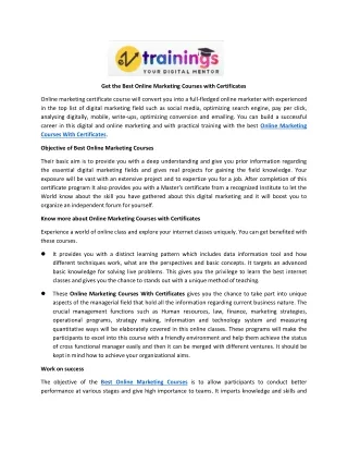 get the best online marketing courses with