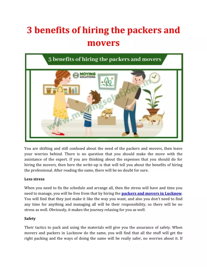 3 benefits of hiring the packers and movers