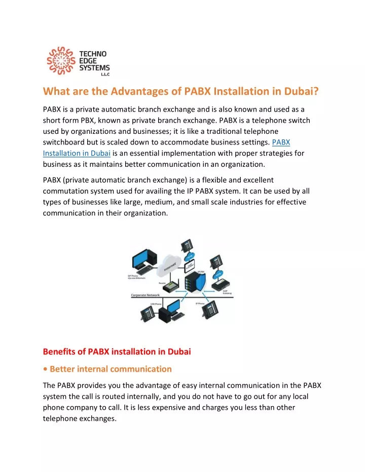 what are the advantages of pabx installation
