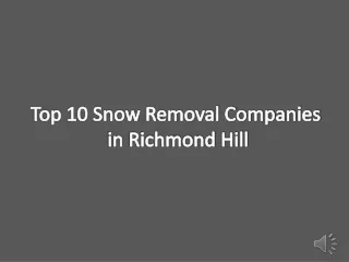 Top 10 Snow Removal Companies in Richmond Hill