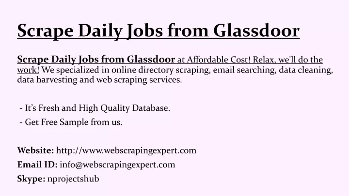 scrape daily jobs from glassdoor