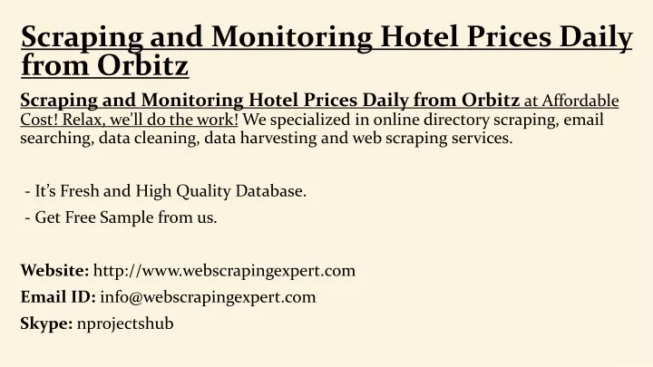 scraping and monitoring hotel prices daily from orbitz