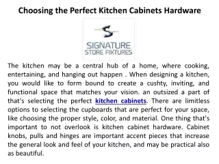 Choosing the Perfect Kitchen Cabinets Hardware