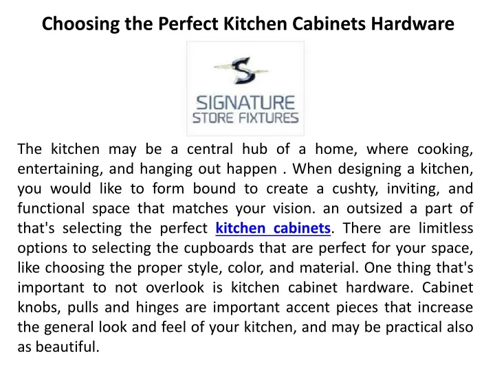 choosing the perfect kitchen cabinets hardware