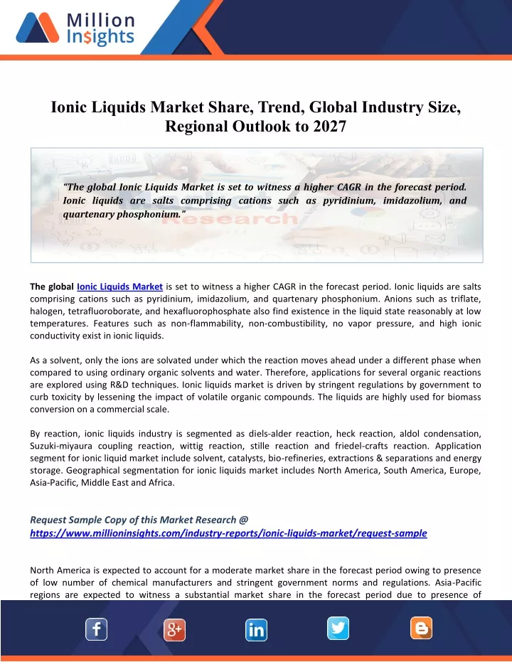 ionic liquids market share trend global industry