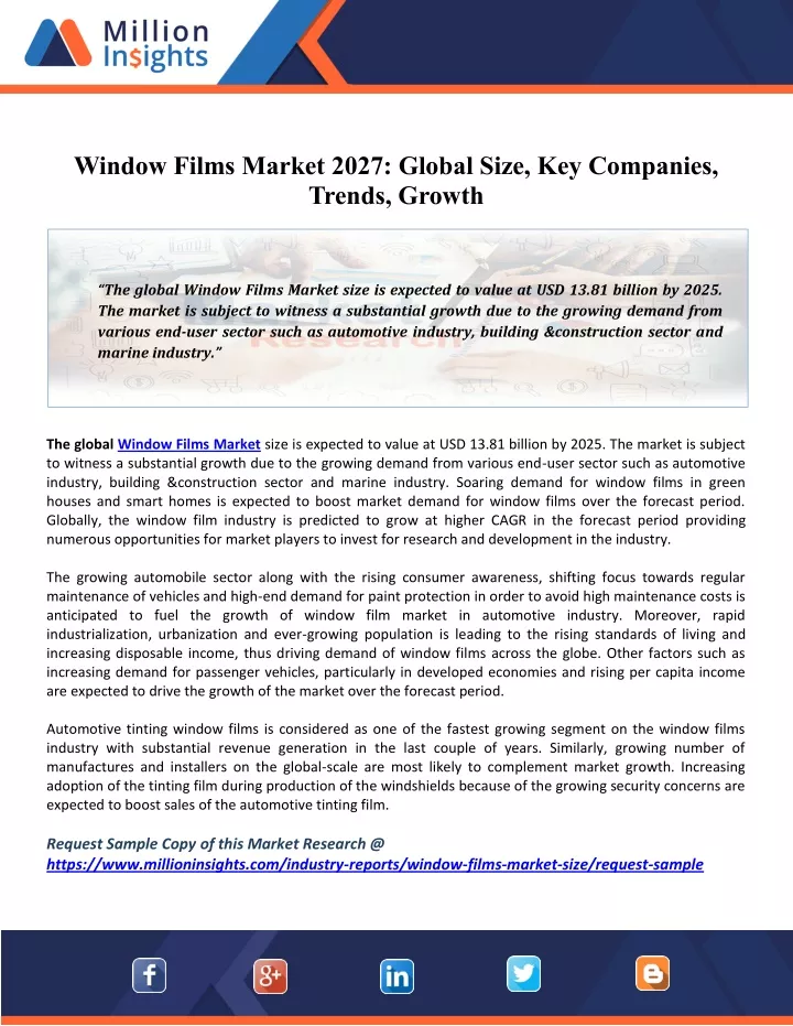 window films market 2027 global size