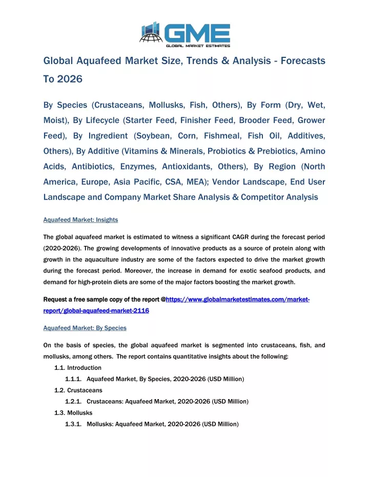 global aquafeed market size trends analysis