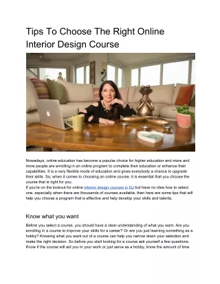 Tips To Choose The Right Online Interior Design Course