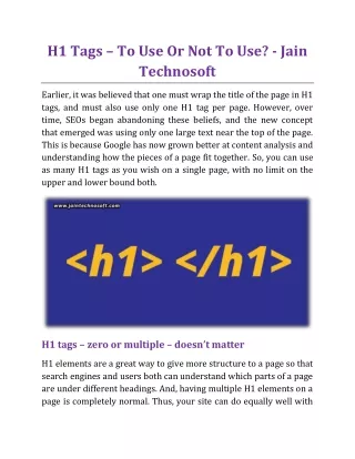 h1 tags to use or not to use jain technosoft