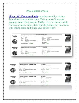 Buy 1967 Camaro wheels Online