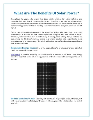 what are the benefits of solar power