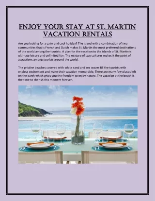 Enjoy Your Stay at St. Martin Vacation Rentals
