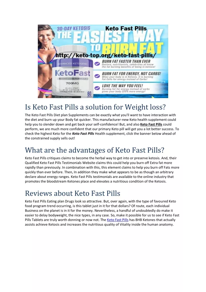 is keto fast pills a solution for weight loss