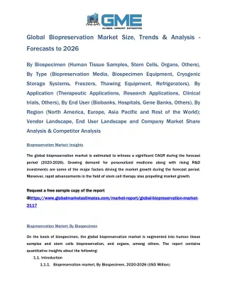 global biopreservation market size trends analysis