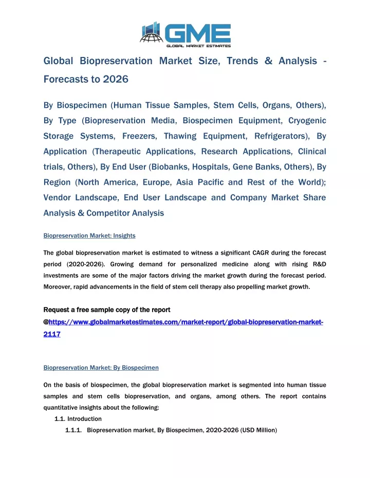 global biopreservation market size trends analysis