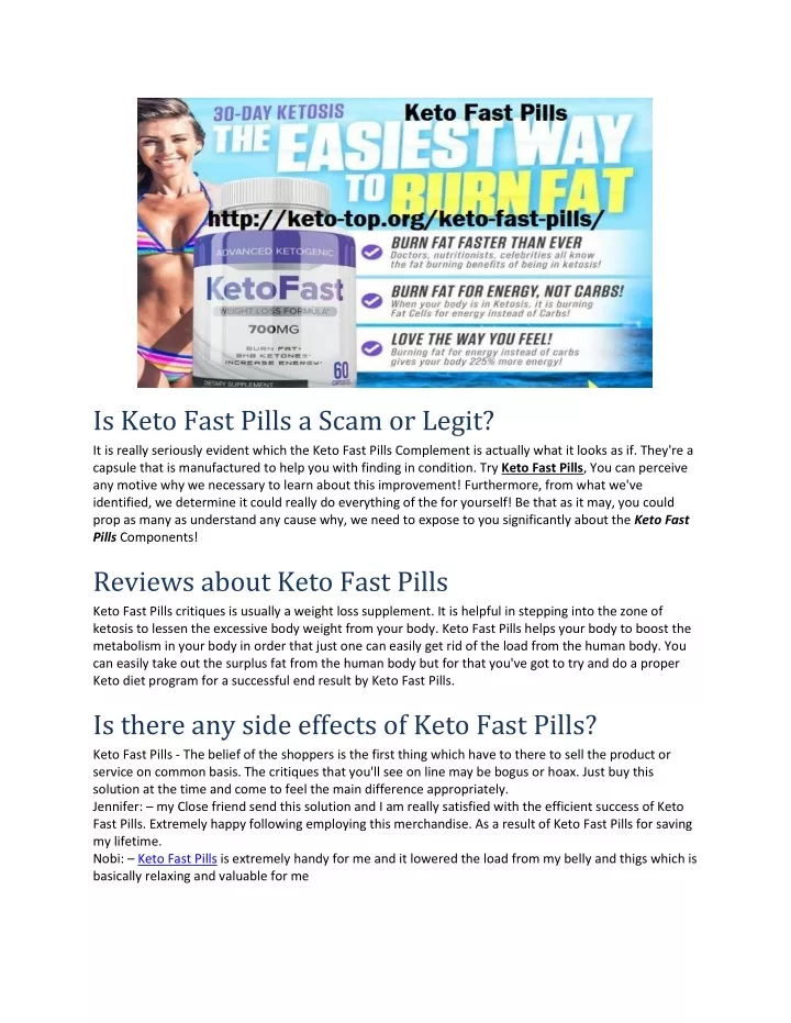 is keto fast pills a scam or legit