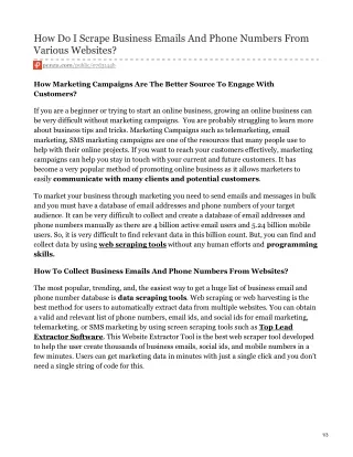 how do i scrape business emails and phone numbers
