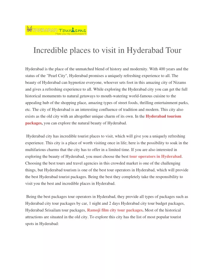 incredible places to visit in hyderabad tour
