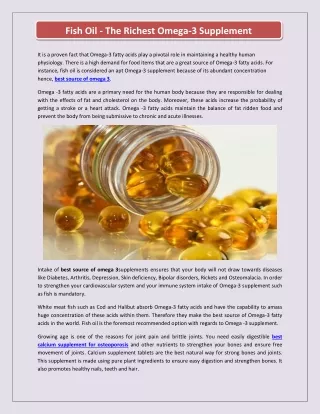 Fish Oil - The Richest Omega-3 Supplement