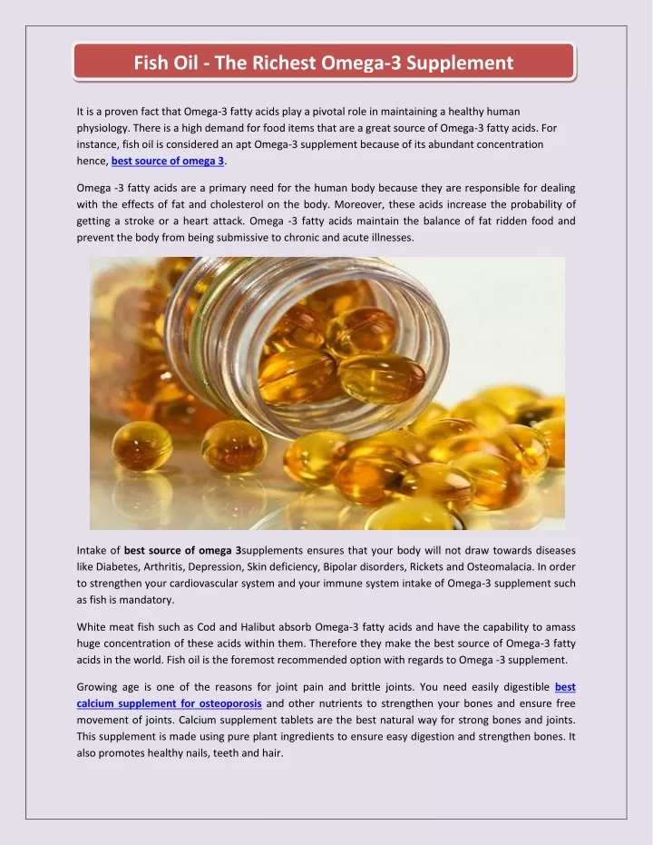 fish oil the richest omega 3 supplement