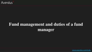 fund management and duties of a fund manager