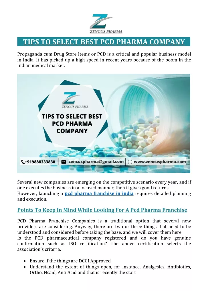 tips to select best pcd pharma company