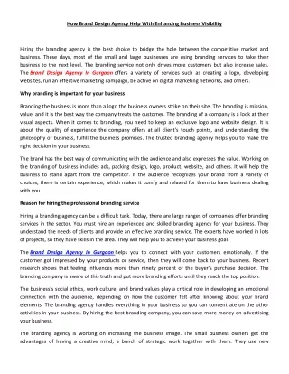 how brand design agency help with enhancing