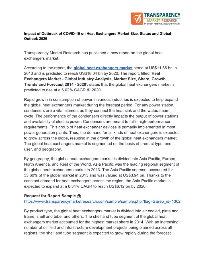 impact of outbreak of covid 19 on heat exchangers