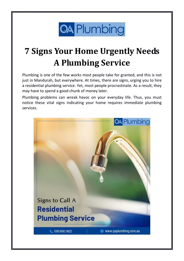 7 signs your home urgently needs a plumbing